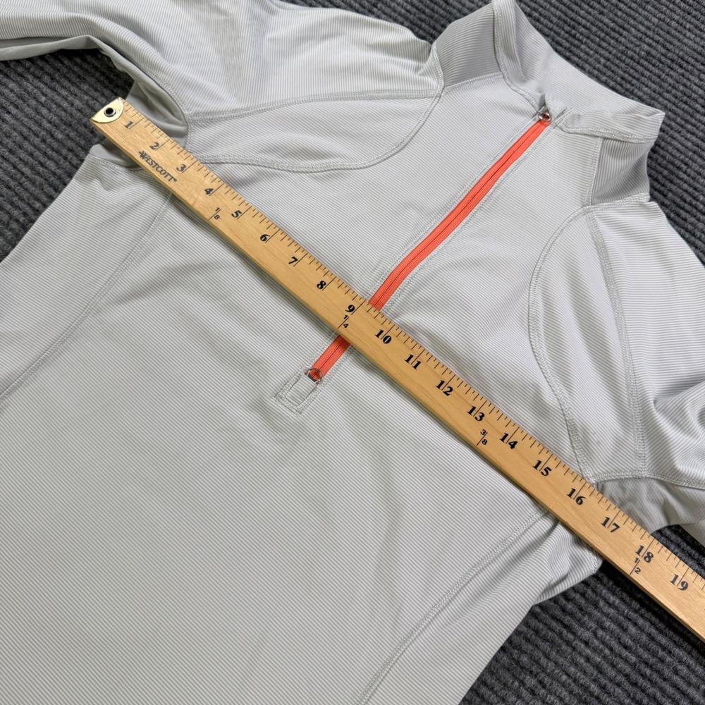 Lululemon‎ Run Swiftly Tech 1/4 Zip Pullover Grey Stripe Orange Accent Womens 8 - Picture 12 of 15